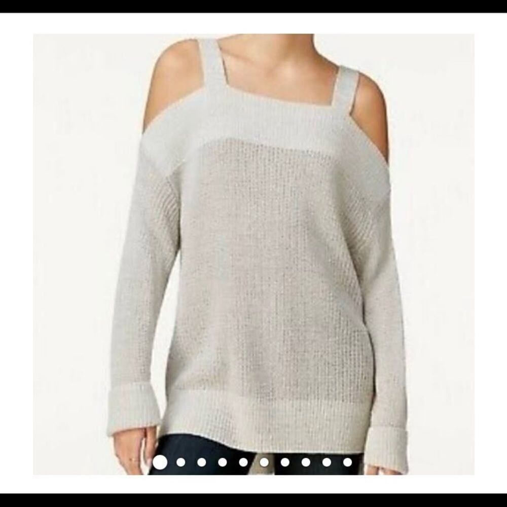 Sanctuary Cold Shouler Gray Knit Sweater M